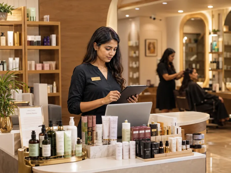 Retail and service business counter with storefront and billing workflows