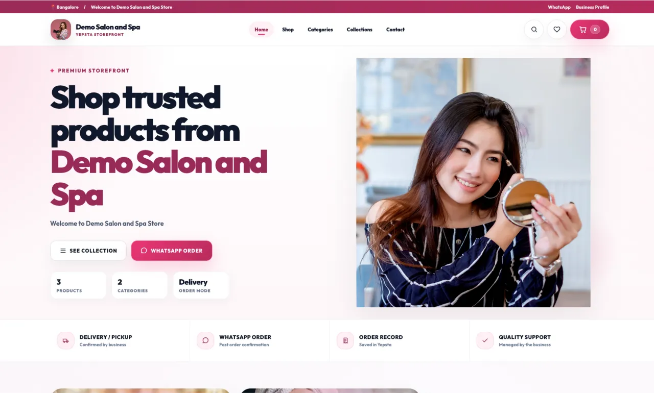 Yepsta storefront with product browsing and categories